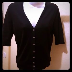 Ann Taylor black cardigan w flower buttons